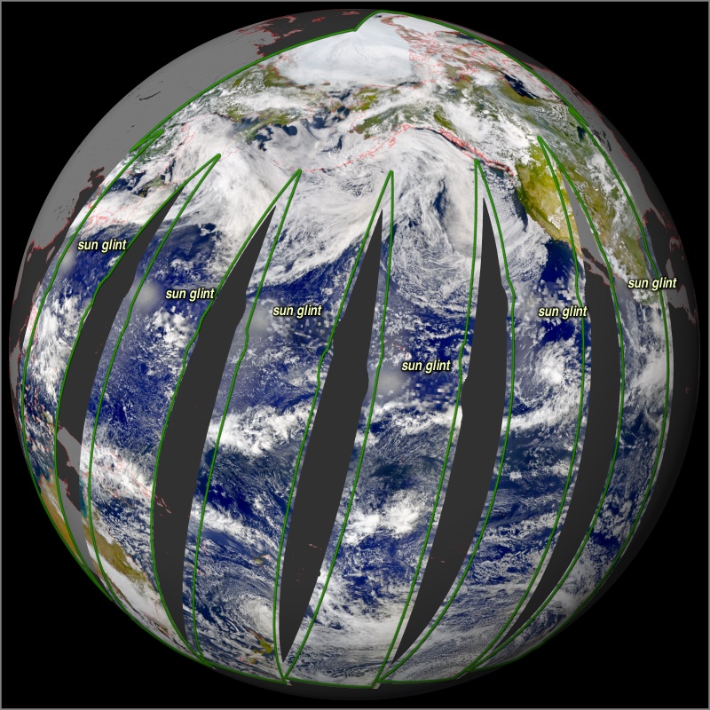 image showing the change in SeaWiFS swath width caused by
the orbit-raising maneuver