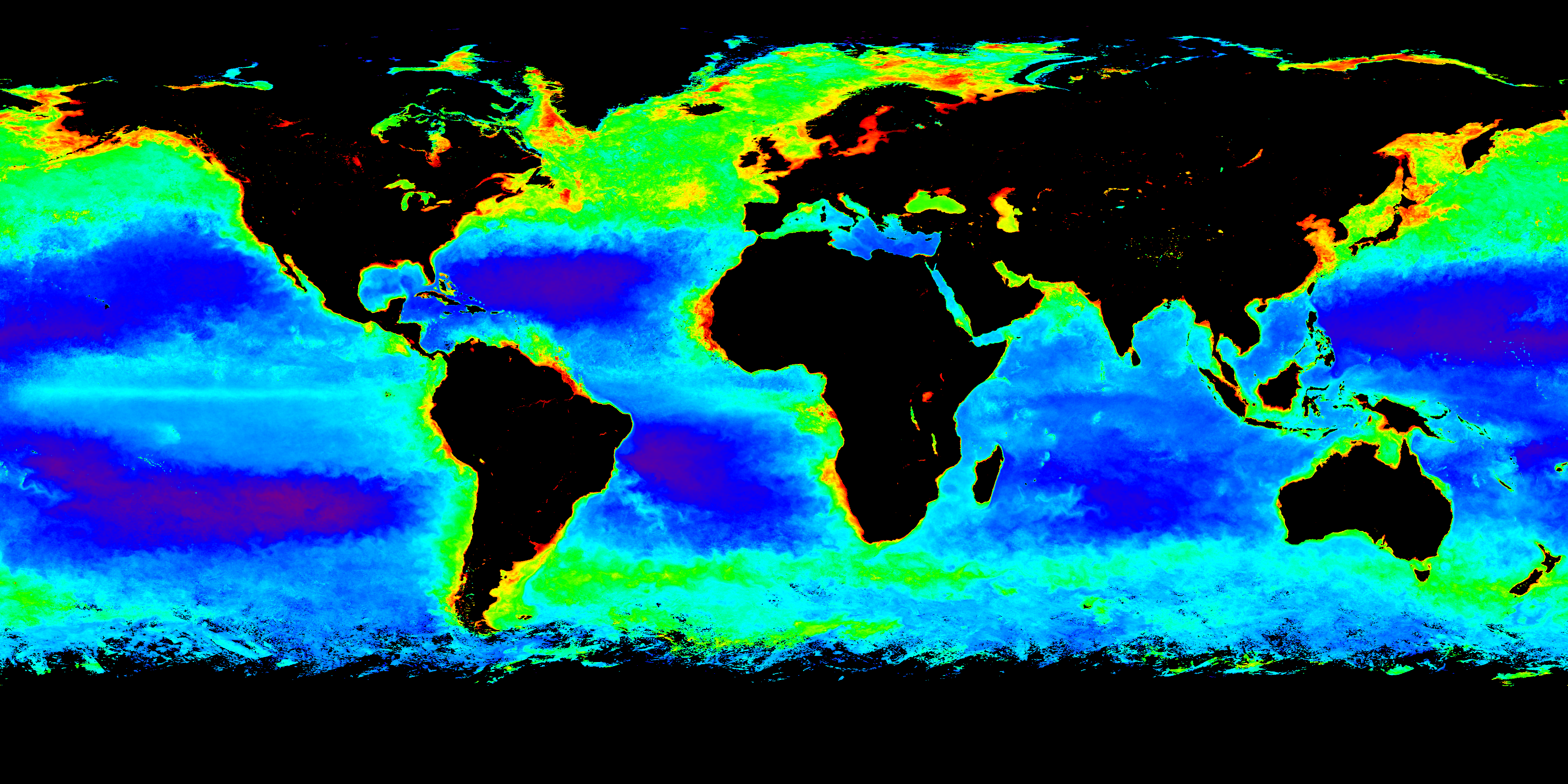 Global chlorophyll map from MODIS Aqua