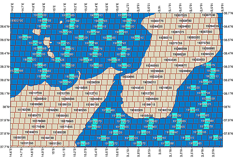 Lambert azimuthal equal area map showing 4-km bin boundaries