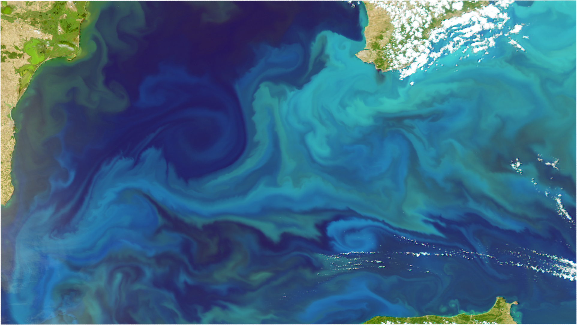 Large turquoise swirls of phytoplankton blooms can be seen dancing through the waters of the Black Sea in this image captured on July 23rd, 2022 by the Aqua MODIS sensor.