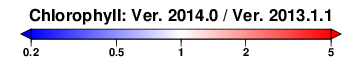 VIIRS chlor_a ratio color scale (0.2 - 5)